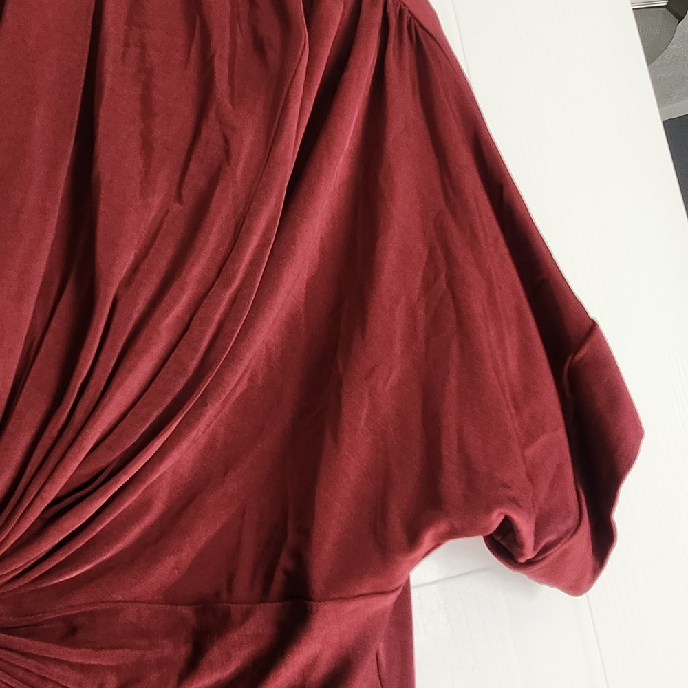 BCBGeneration Deep Red Ruched Blouse - Picture 7 of 11